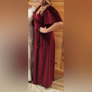 Baltic Born Velvet wrap Dress Mulberry Large